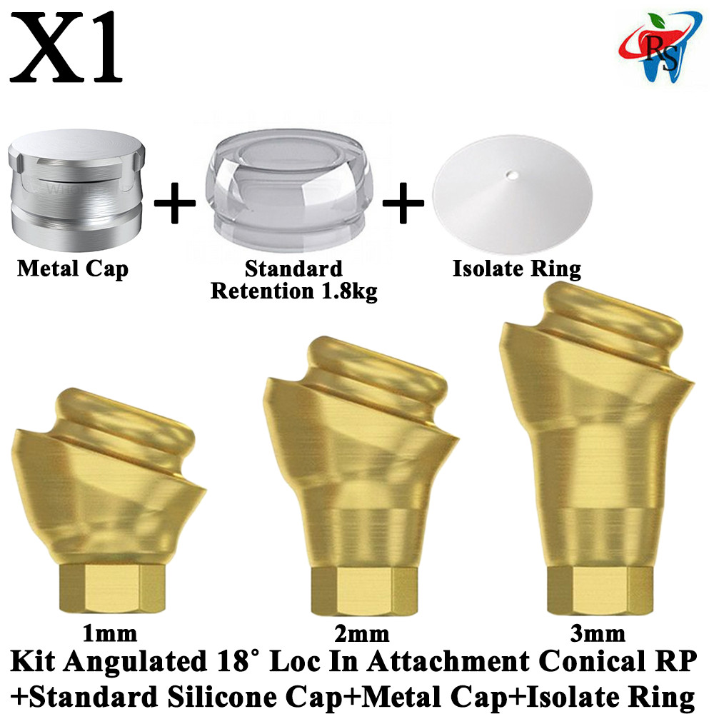 1x Kit Angulated 18˚ Loc In Attachment Inter Hex 2.42 Standard Silicone Cap Ring