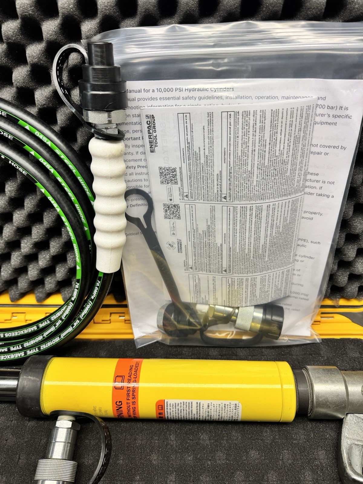 NEW 5 Ton Hydraulic Pull Set: Enerpac P392, RokSolid RSBRC46, WIKA Gauge + Case