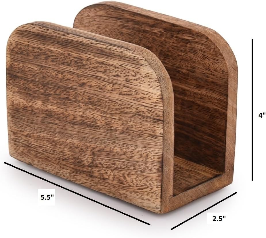 Burning Finish Mango Wood Napkin Holders For Kitchen Upright Paper Napkin Sto…