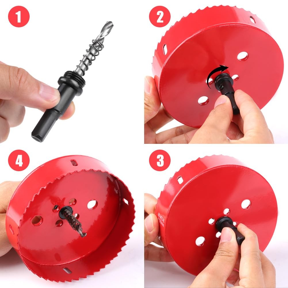 5.5 Inch Hole Saw, 5 1/2 M42 HSS Bi-Metal Cutter, 140, Red