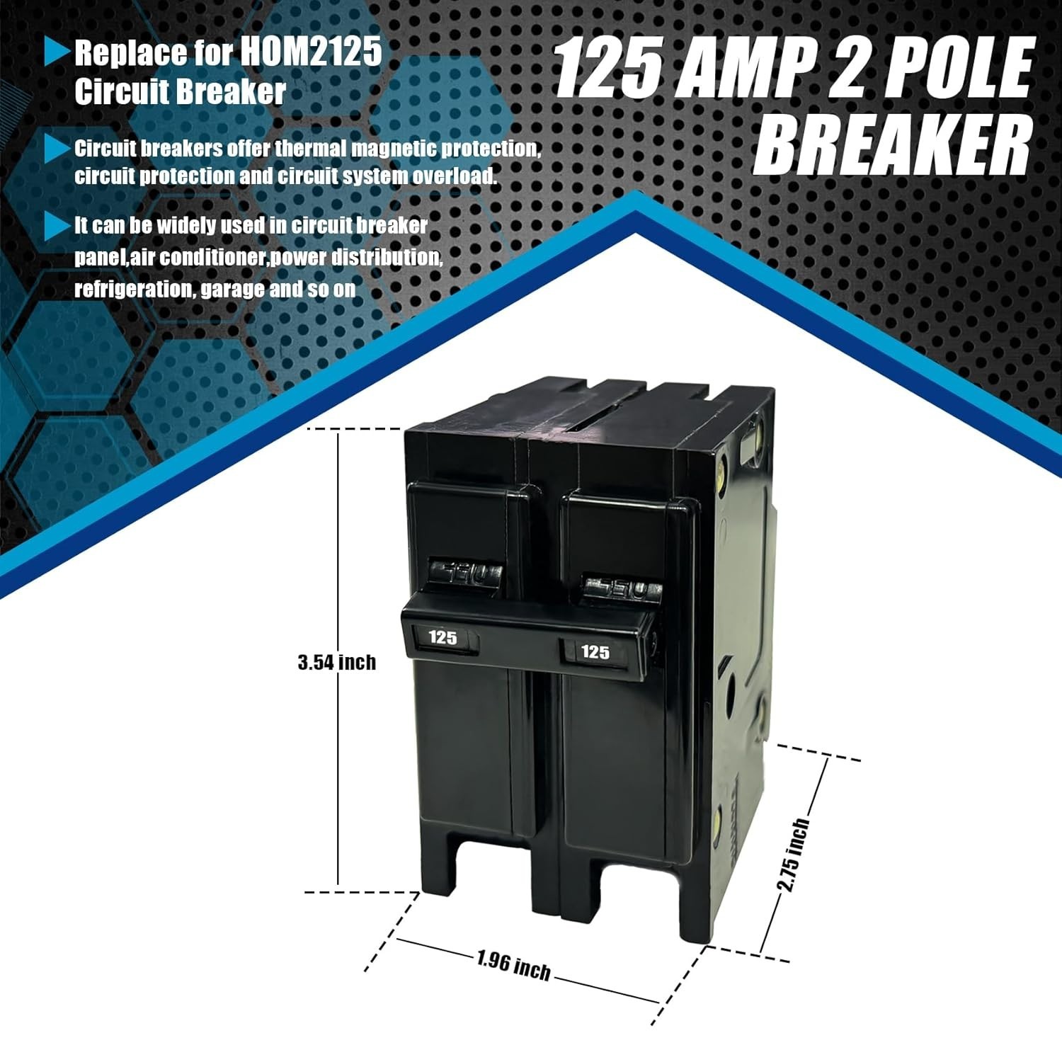 OE Quality 125 Amp 2 Pole Circuit Breaker HOM2125 Plug-In Circuit Breaker
