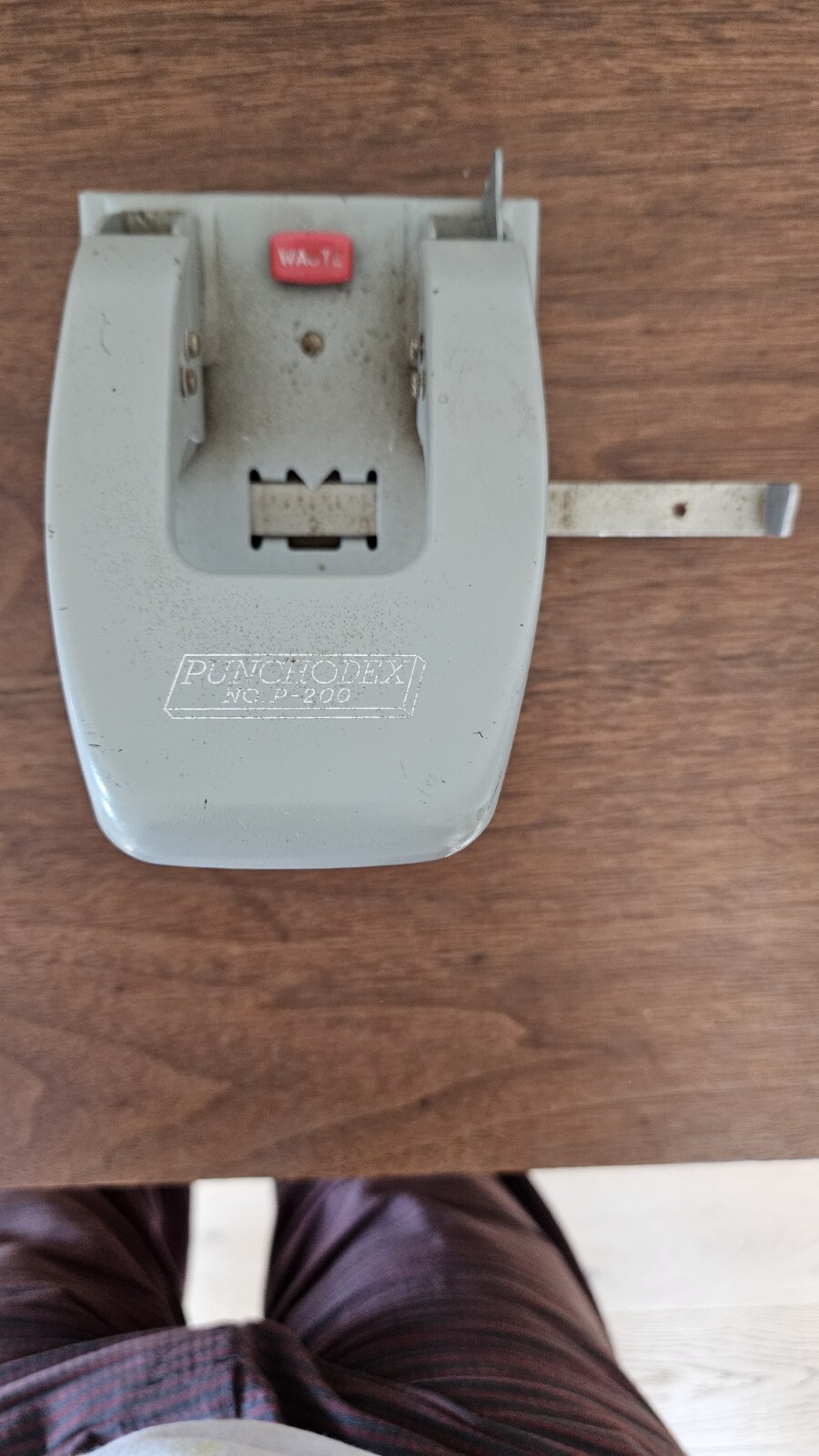 Punchodex P-200 2 Hole Punch Vintage Gray Metal Adjustable Guide & Waste Buttons
