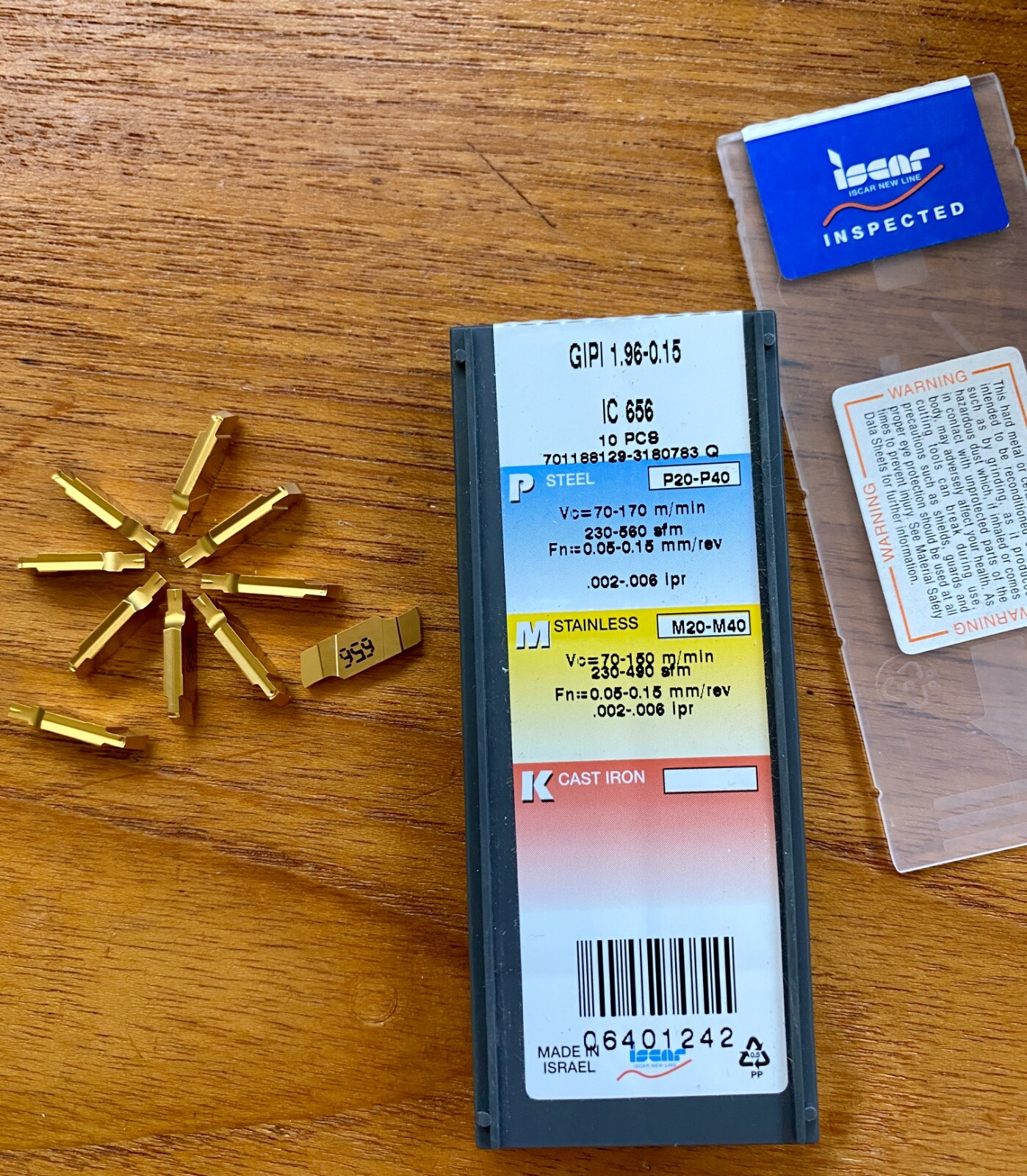Iscar Carbide Inserts – GIPI 1.96-0.15 IC656 – Qty. 10 – New In Box!!