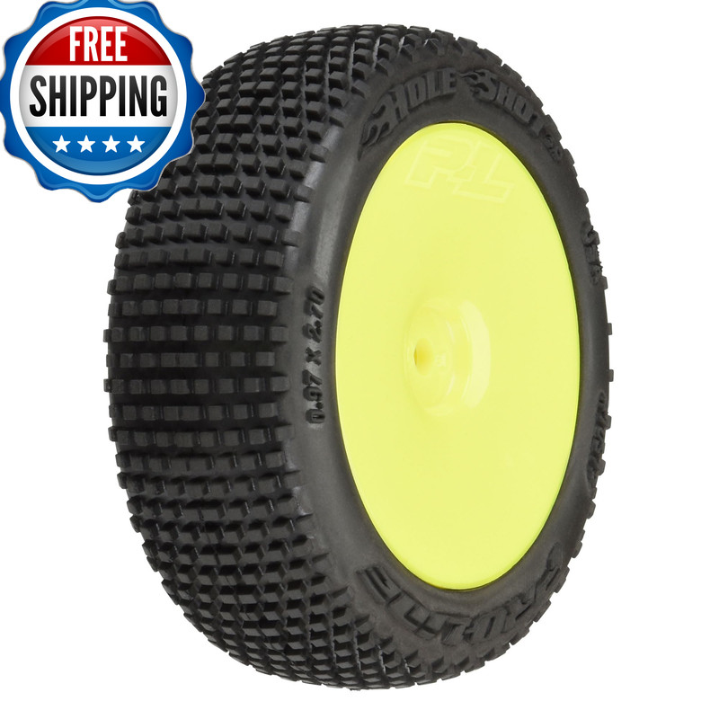 Pro-Line Racing Hole Shot 3.0 Buggy Tires Mtd Velocity Yellow Wheels For Arrma