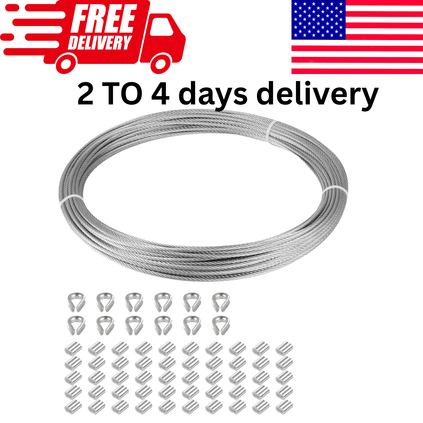 1/16 inch Stainless Steel 304 Aircraft Cable Wire Rope Marine Grade, 33 FT Lengt