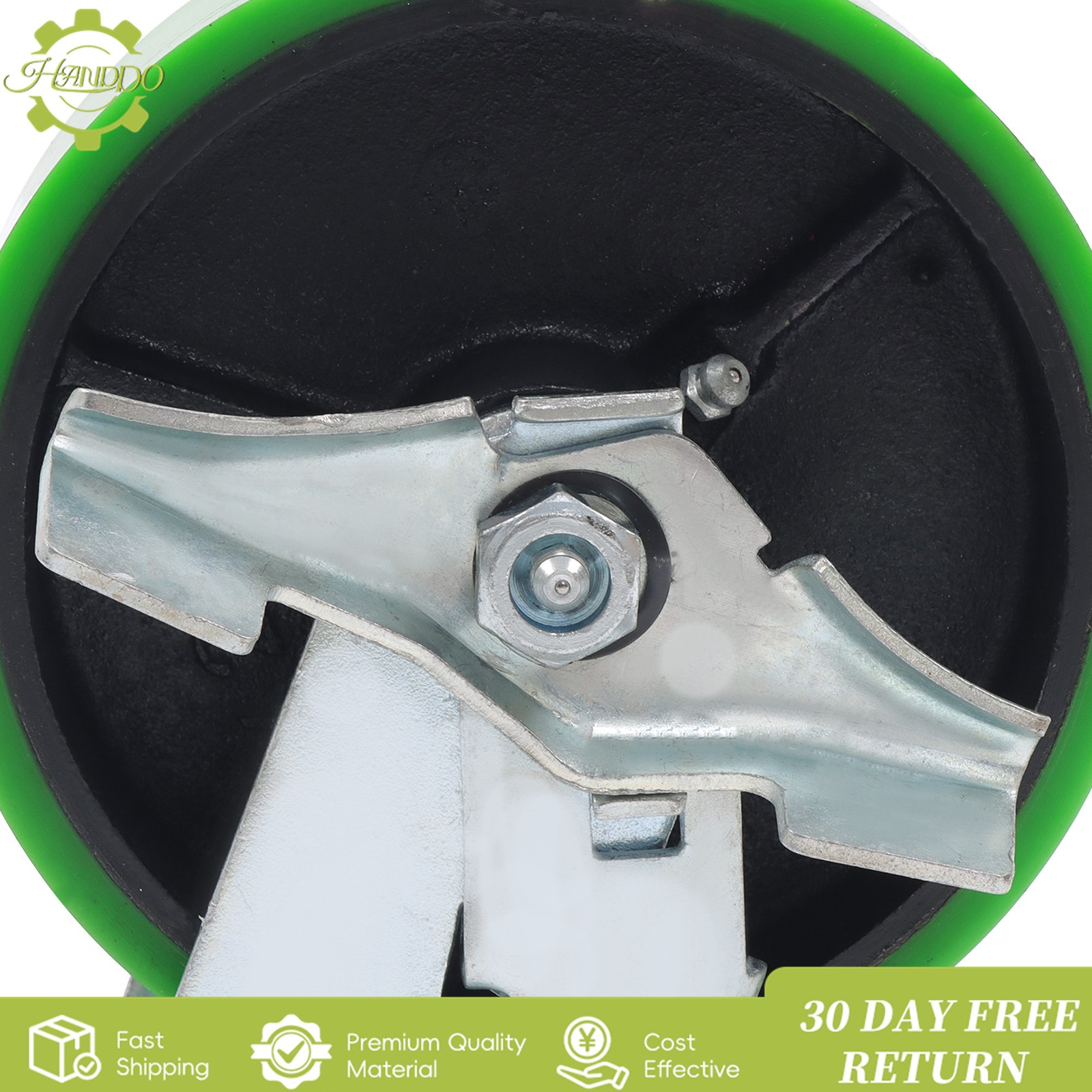 6″ Heavy Duty Industrial Casters,2 Swivel Top Lock Brake + 2 Tilt Green Casters
