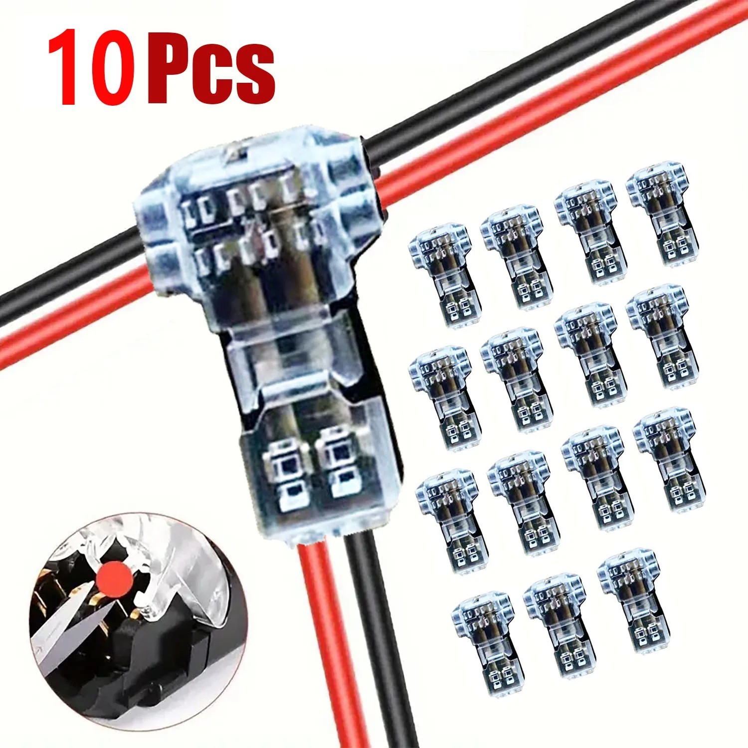 10/20PCS T-Tap 2-Pin Wire Connectors 22-18 AWG Quick Splice Low Voltage