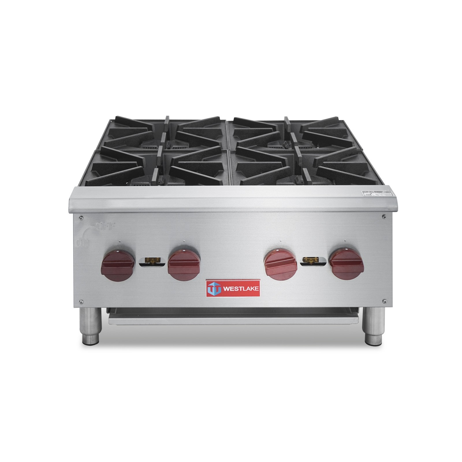 WESTLAKE 24″ Commercial Gas Range 4 Burners Hot Plate Stainless Steel Countertop