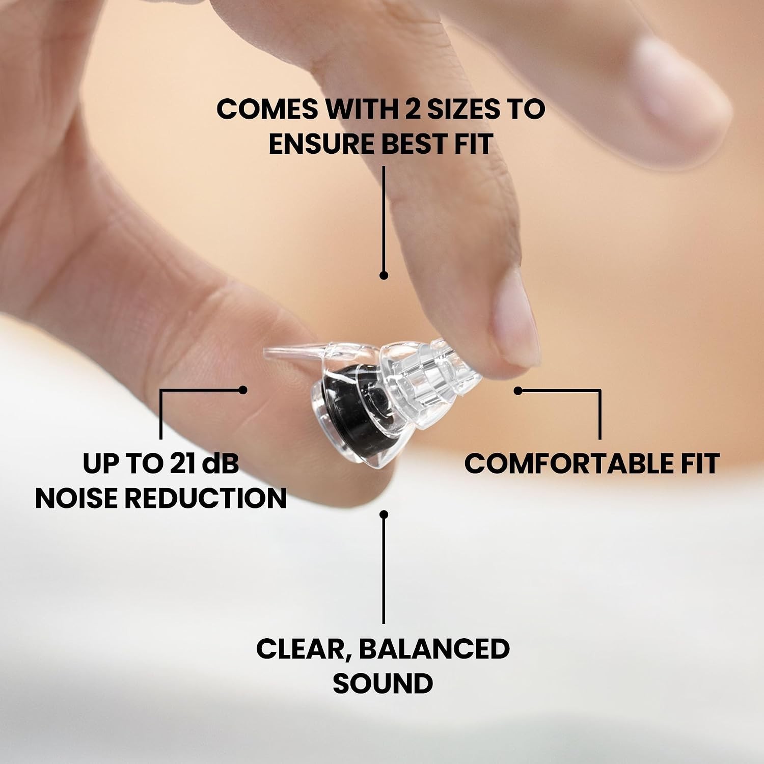 High Fidelity Earplugs for Concerts – 21 dB Noise Reduction