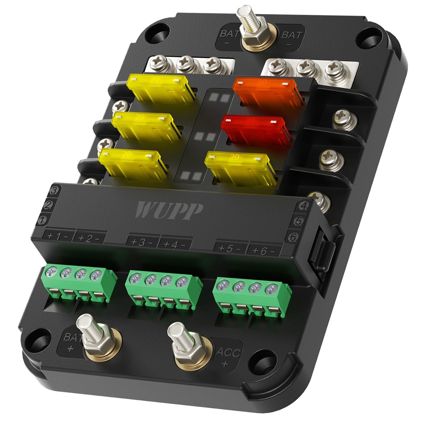 12V Fuse Block with Relay Kit, Automotive 6 Circuits Fuse Box With ACC Interface