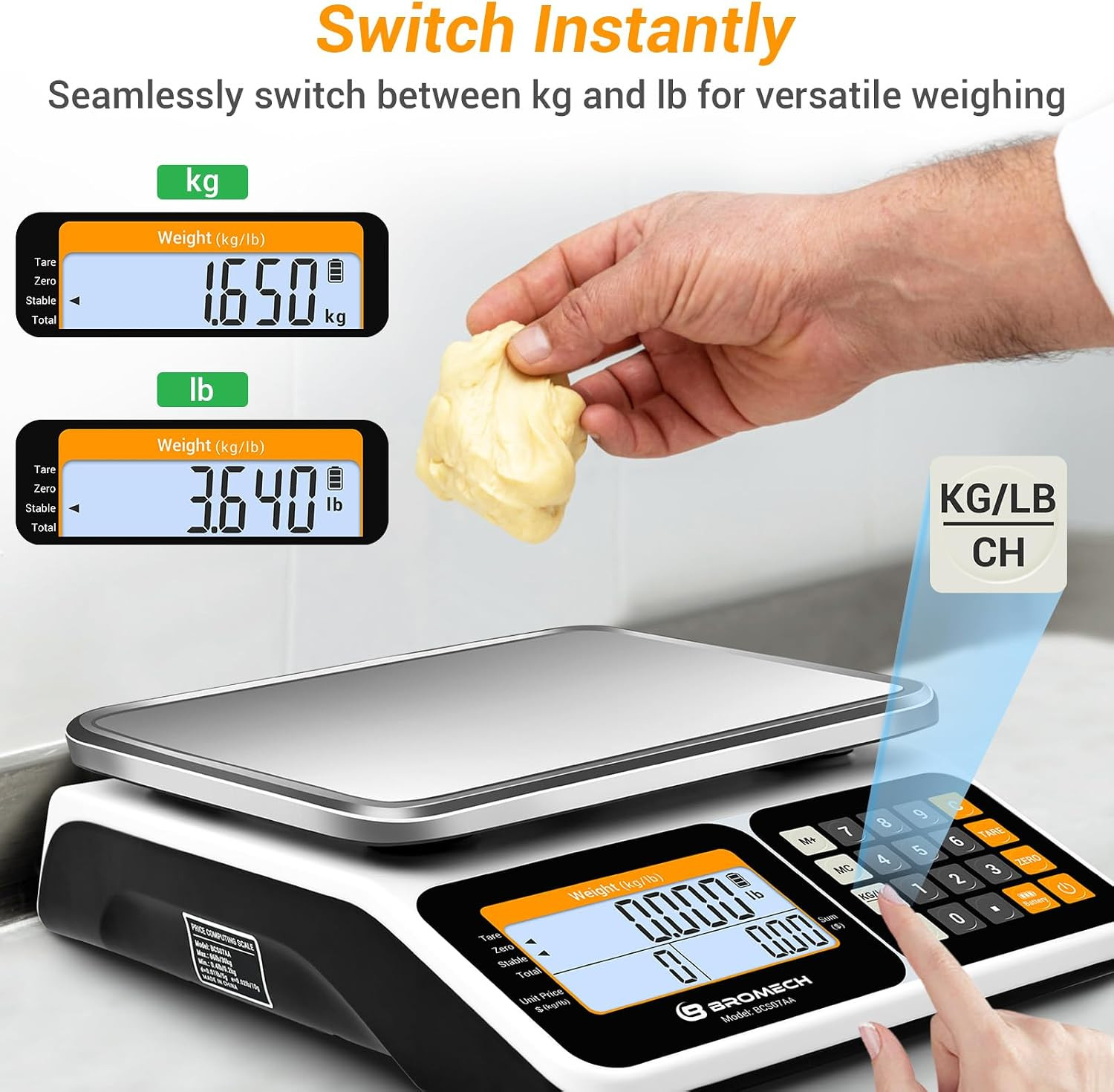 Commercial Food Scale 66Lb/30Kg, High Precision Digital Price Computing Scale