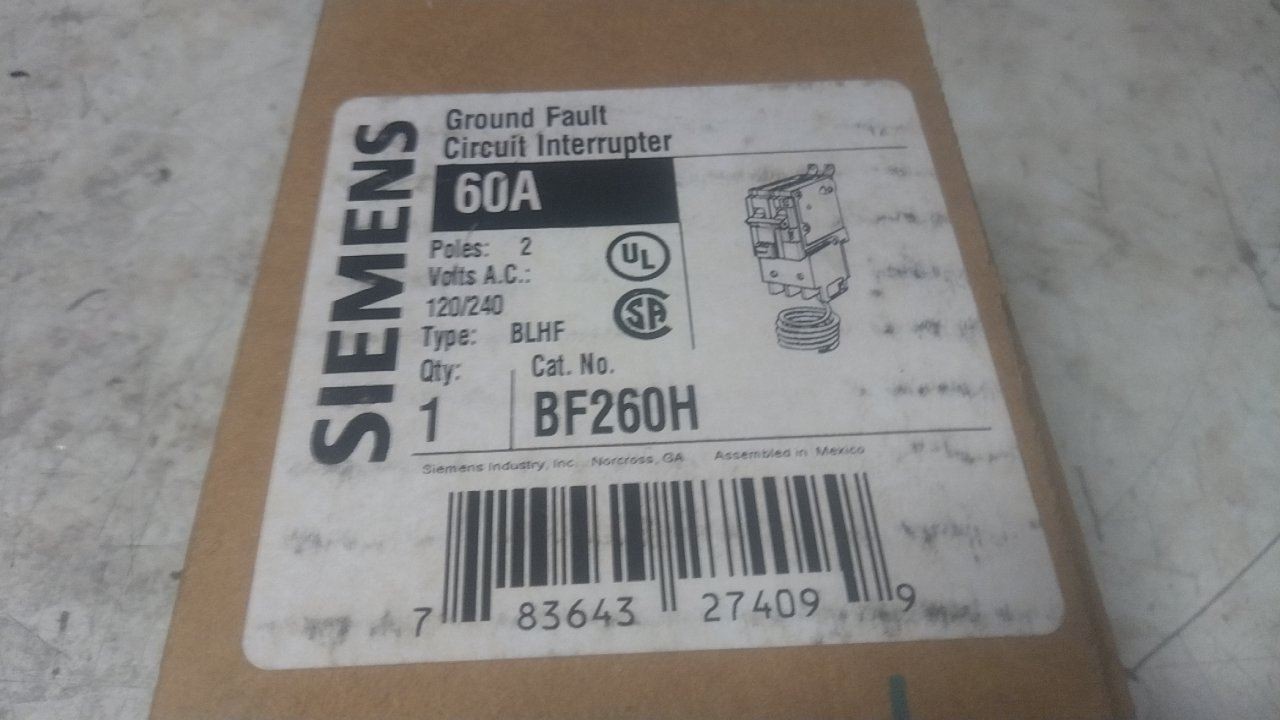 Siemens BF260H 120/240VAC 60 Amps 2-Pole Miniature Circuit Breaker