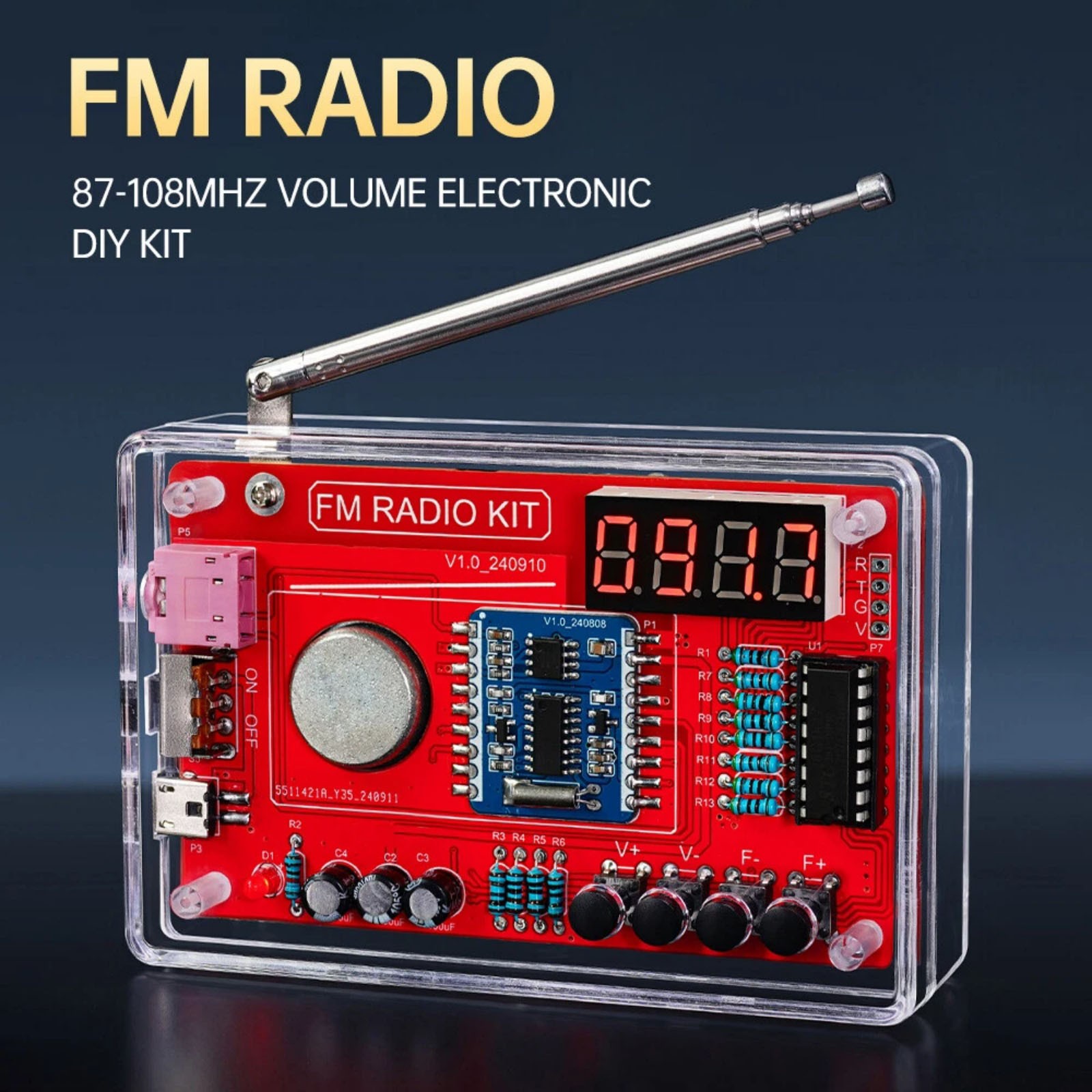 Educational RDA5807 FM Radio DIY Kit 87-108MHz with 15 Sound Level Adjustments