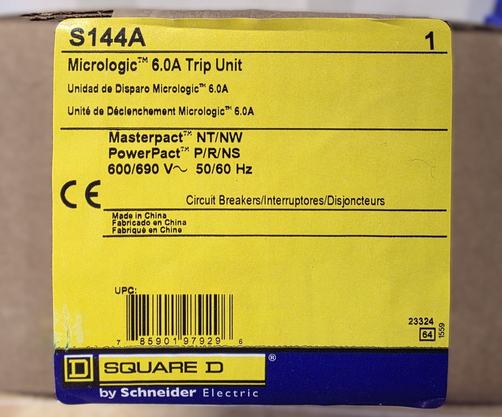SCHNEIDER ELECTRIC / SQUARE D TRIP UNIT S144A MICROLOGIC 6.0A 33073