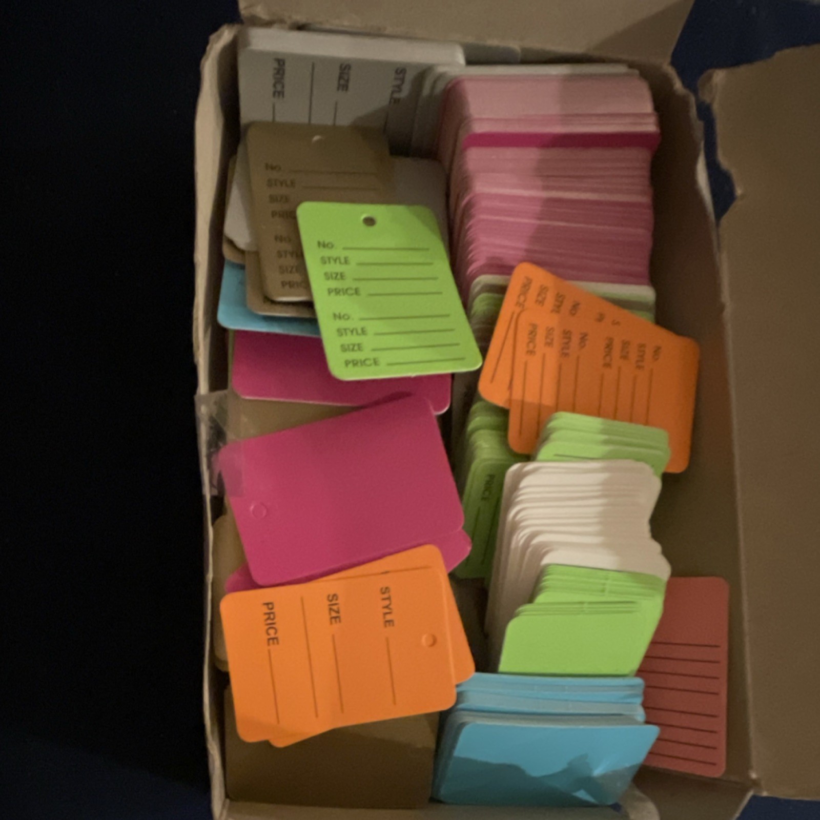 Assorted Color Paper Detachable Garment Price Tags Rectangle 1-1/8 x 1-7/8 in