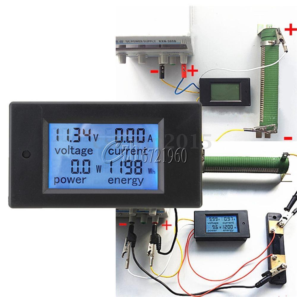 DC Battery 6.5-100V 4 in 1 20A LCD Voltage Current KWh Watt Power Combo Meter