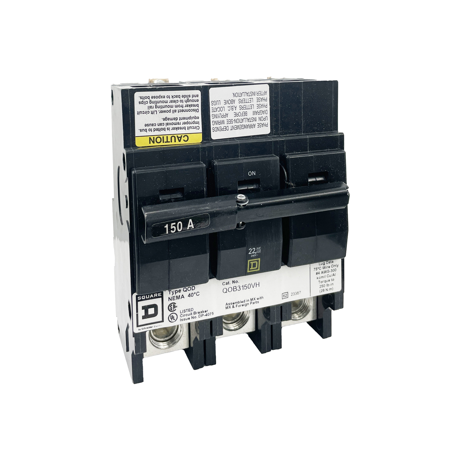 NIB – Square D – QOB3150VH – Mini Circuit Breaker – 150 A, 3-Phases, 240V