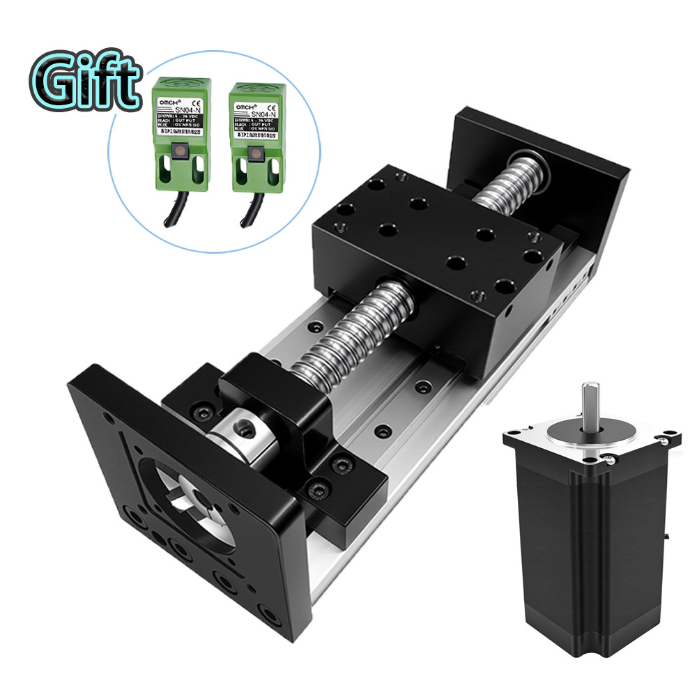 50kg Loads Linear Double Guides Ball Screw Slide Table With Stepper Motor Kits