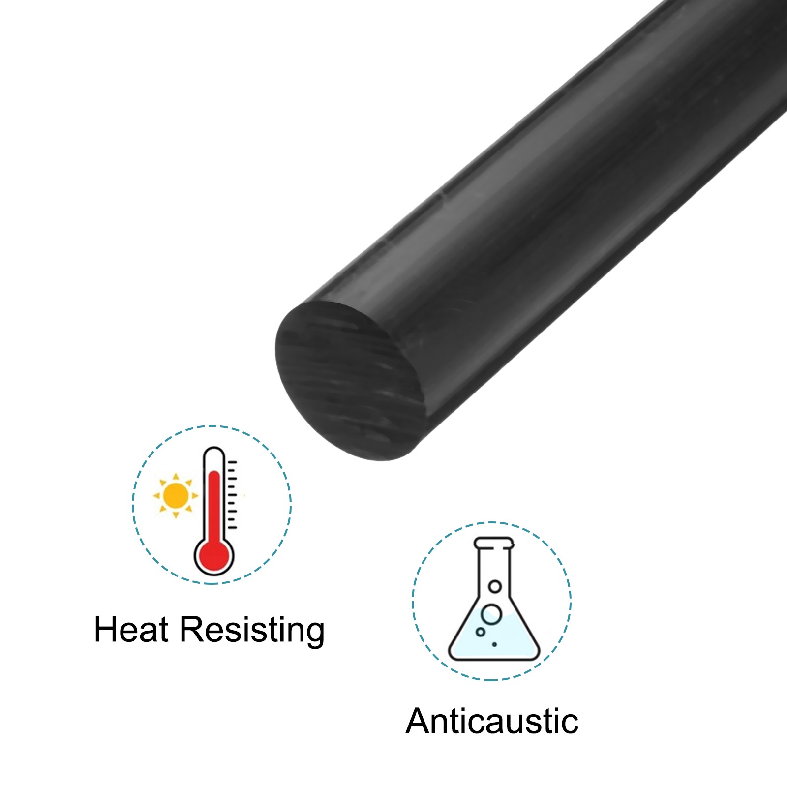 Black Round ABS Plastic Rods 1.2″x12″ Insulation Opaque Plastic Rods 1 Pack