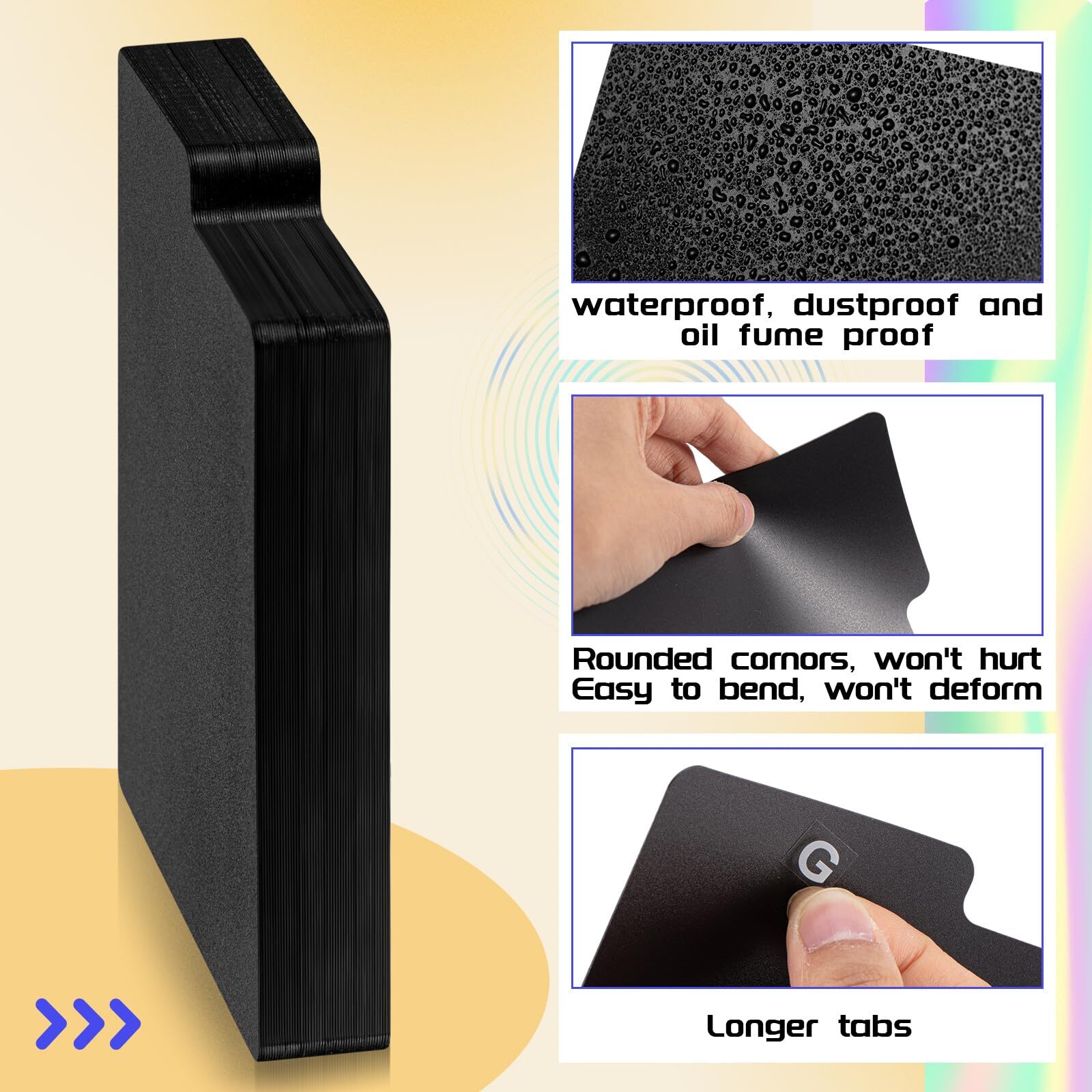 50 Pcs CD and DVD Dividers with Tabs 5 x 5.5 Inch Compact Black Comic Book Disc