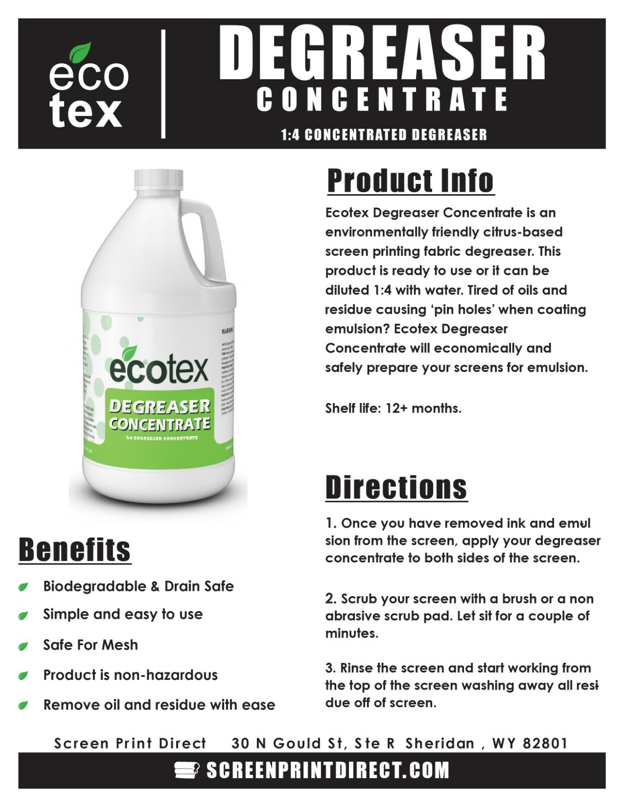 Ecotex® Degreaser For Screen Printing Mesh – All Sizes