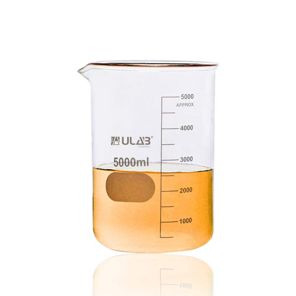 Glass Berker 5000ml, Borosilicate Glass Beaker with Graduation for Laboratory, Kitchen, …