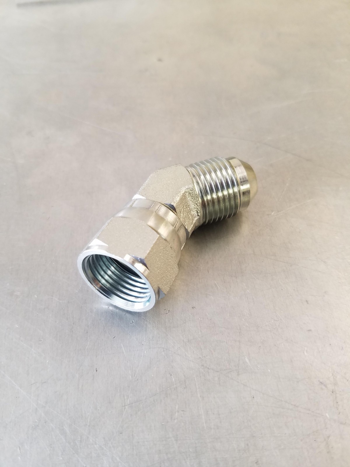 6502-08-08 1/2″ Male JIC X 1/2″ Female JIC 45 Degree Swivel Adapter Fitting