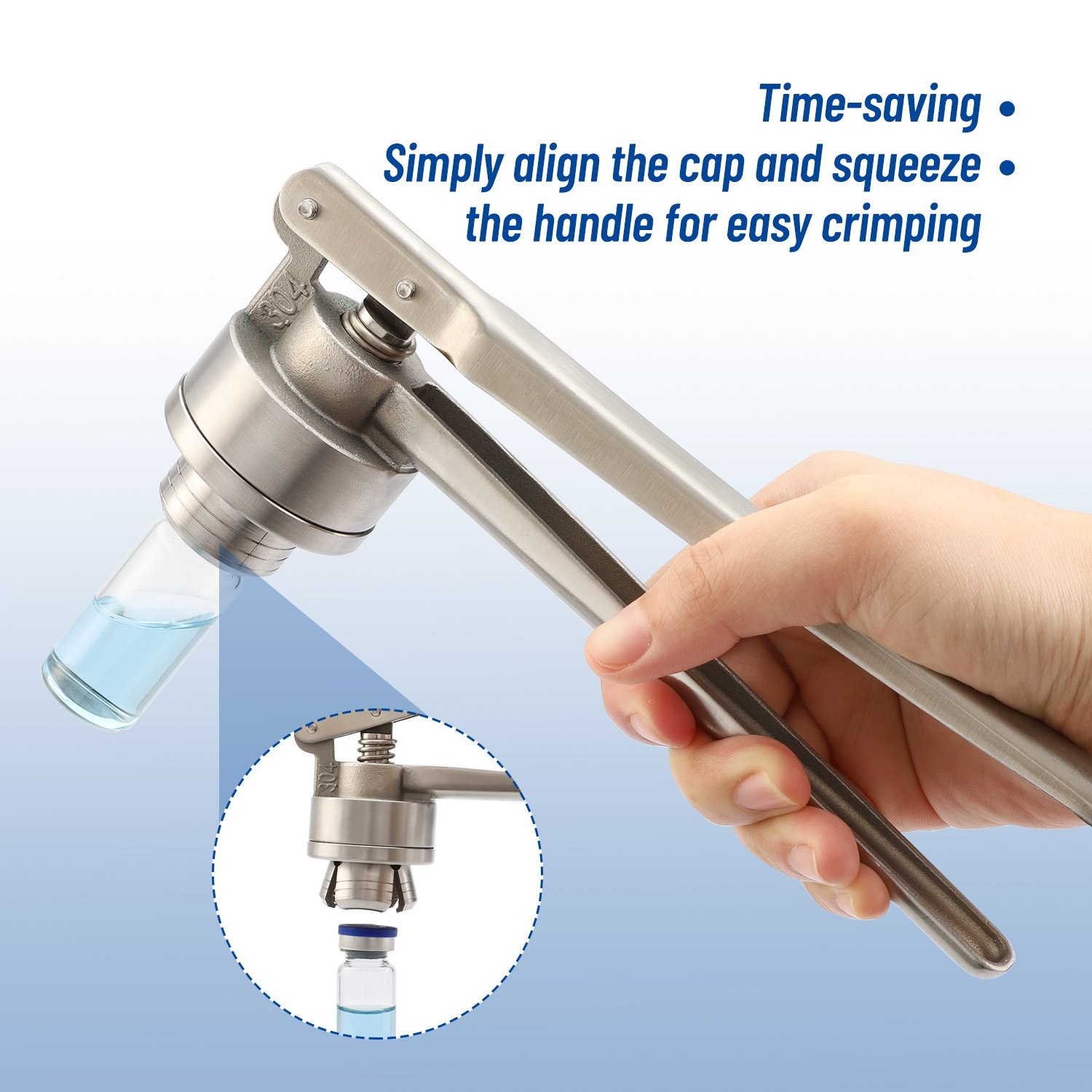 20mm Flip Vial Crimper Stainless Steel Manual Bottle Cap Crimping Tool