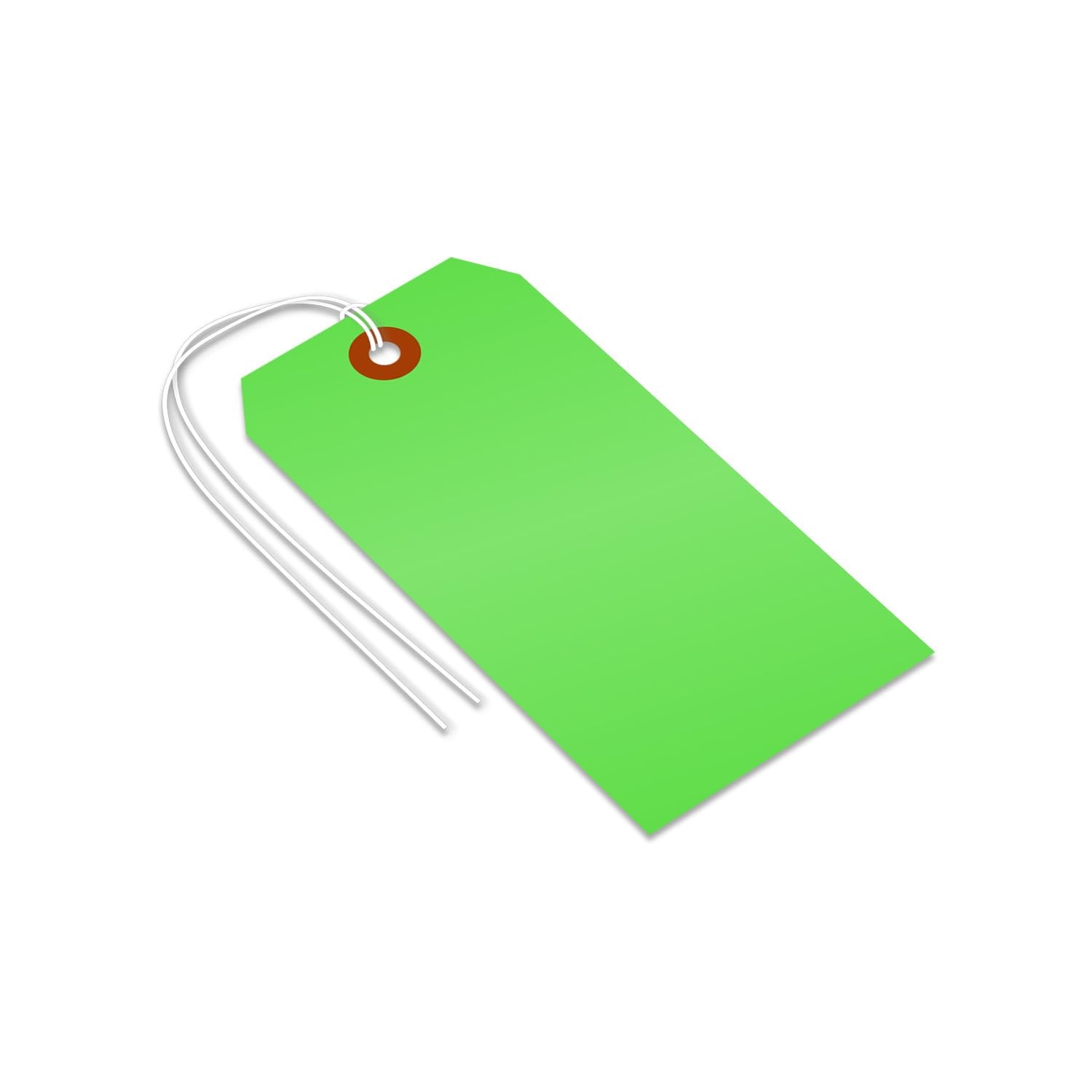 100 Pack Fluorescent Green Blank Tags With String 4.75×2.375 In Size #5 USA