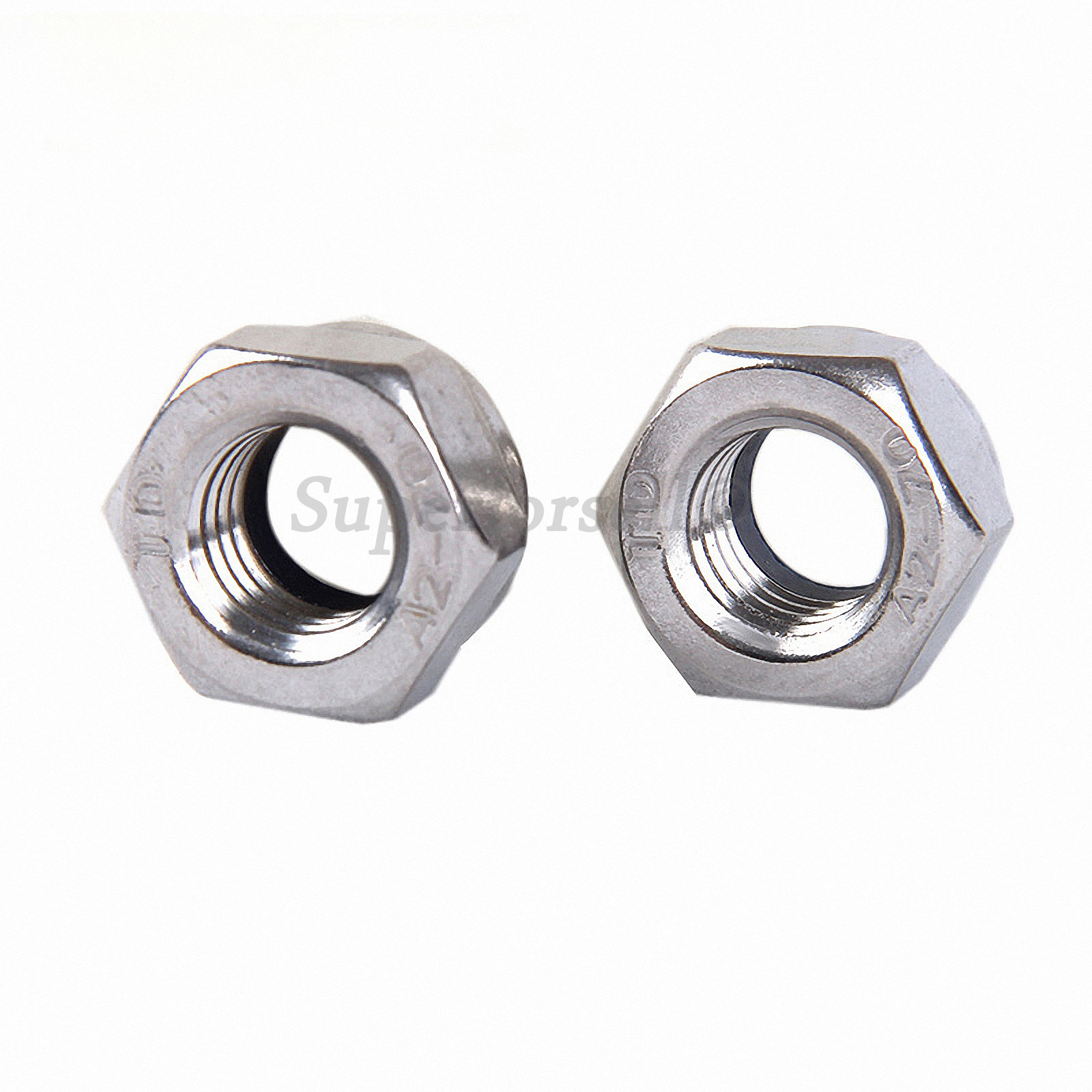 M4 M5 M6 M8 M10 M12 Hex Nyloc Nylon Insert Locking Nuts – SUS201 Stainless Steel