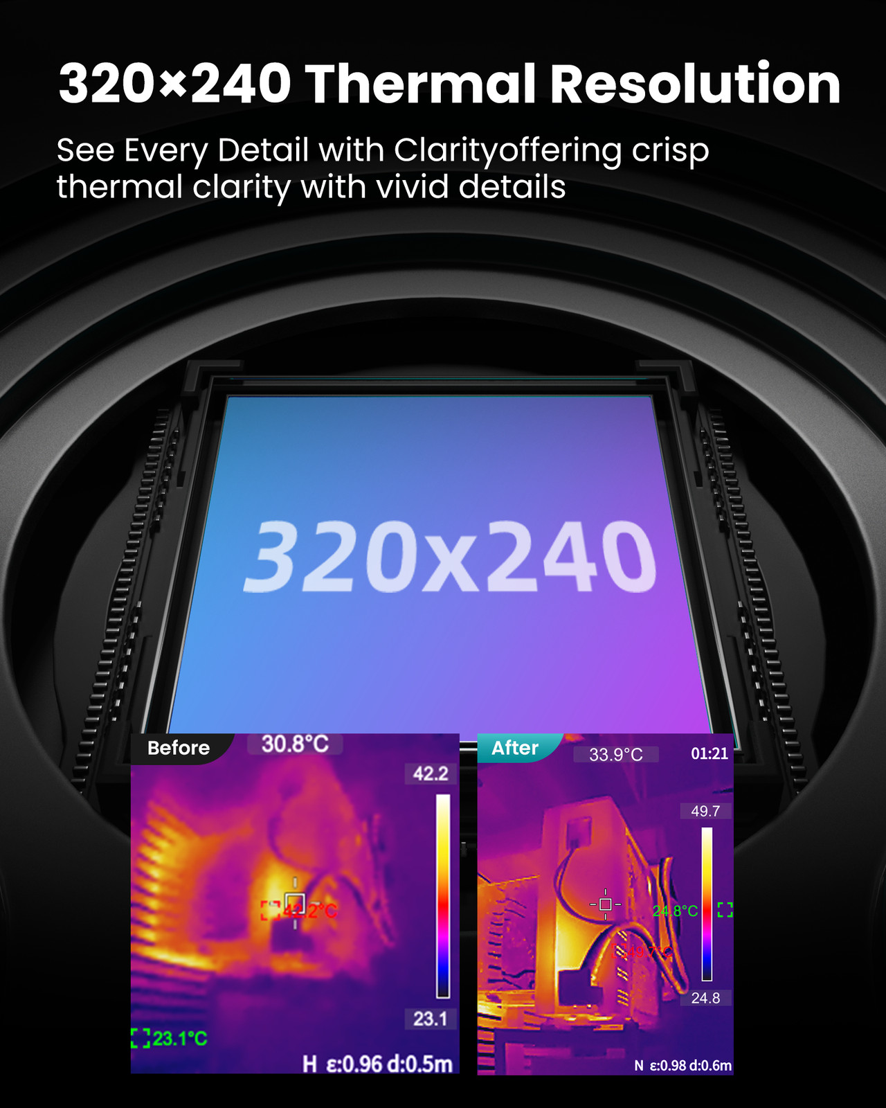 Mileseey Thermal Imaging Camera 320 × 240 IR Resolution 50 HZ Dual Camera