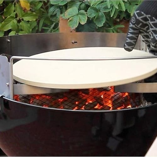 PC7001 PizzaQue Outdoor Pizza Oven Kettle Grill Conversion Kit, Silver, Deluxe