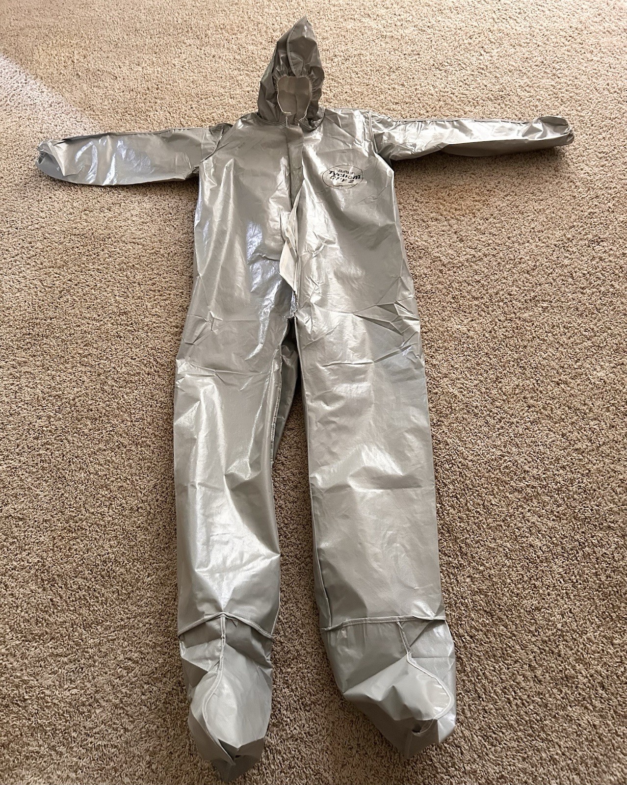 Dupont Tychem CPF 2 Coverall Gray Hazmat Suit Pre Owned Worn Only Once