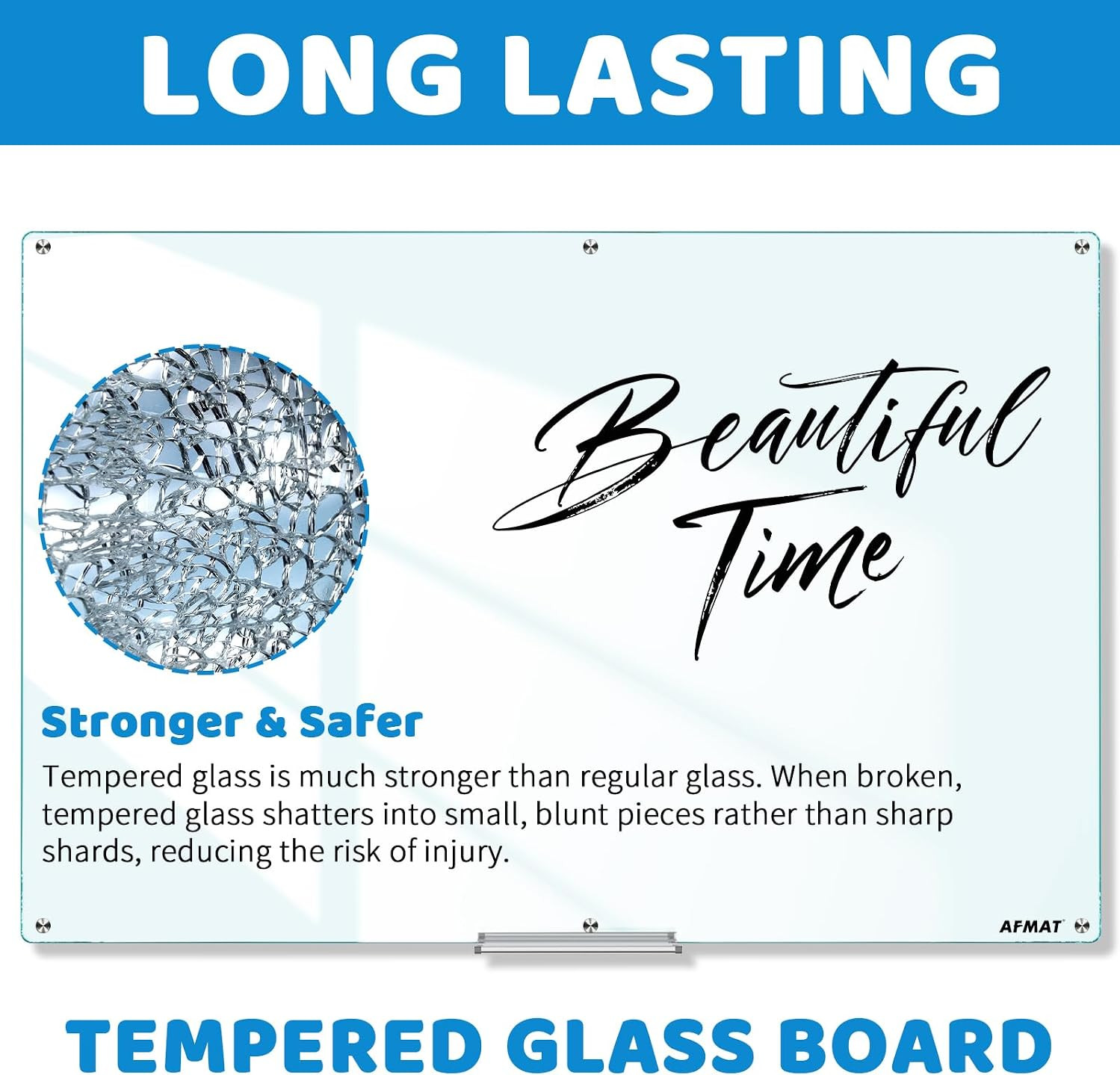 Magnetic Glass Dry Erase Board, 72″ x 48″ Glass Wall Mounted Whiteboard, 4mm
