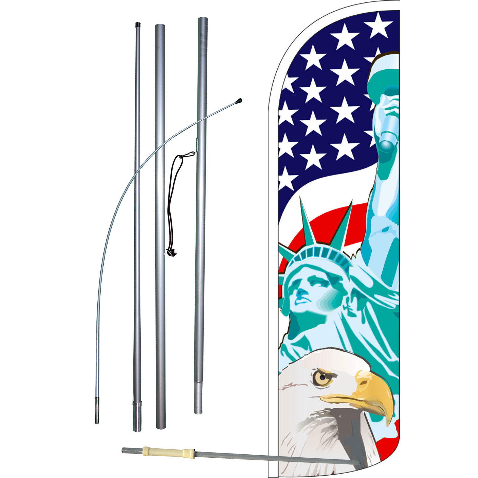 Statue Liberty/Eagle USA Swooper Flag Kit