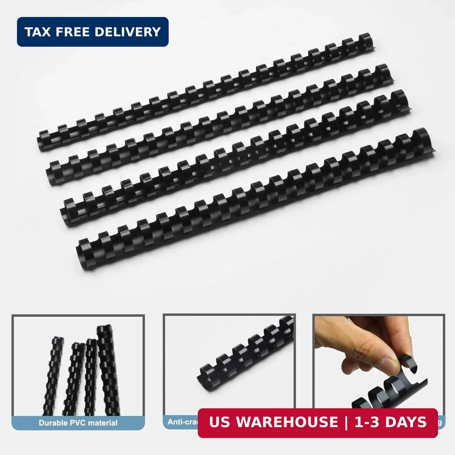 Rayson CR16202225BK Plastic Binding Combs 5/8 in. 13/16in, 7/8in, 1in, 19-Ring L