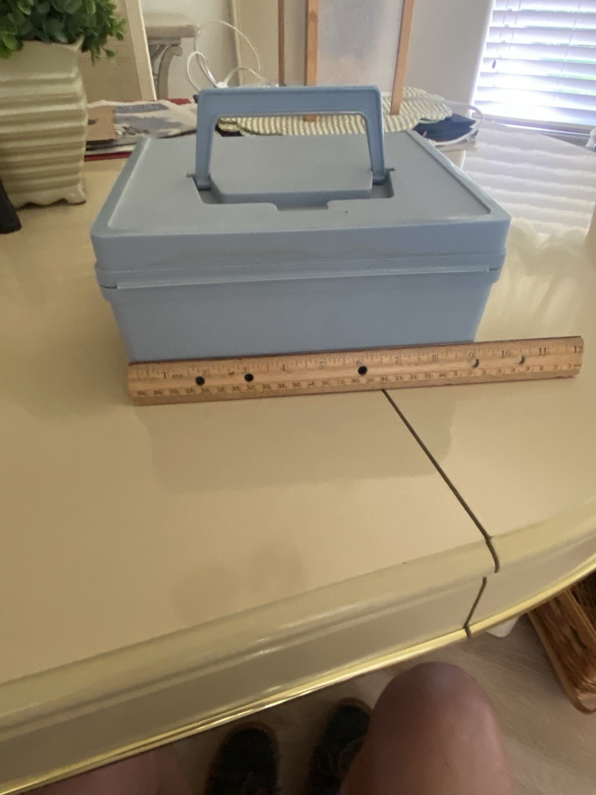Blue Portable Plastic Cash Box Perfect for Yard Sales, Fund Raising, Church Etc