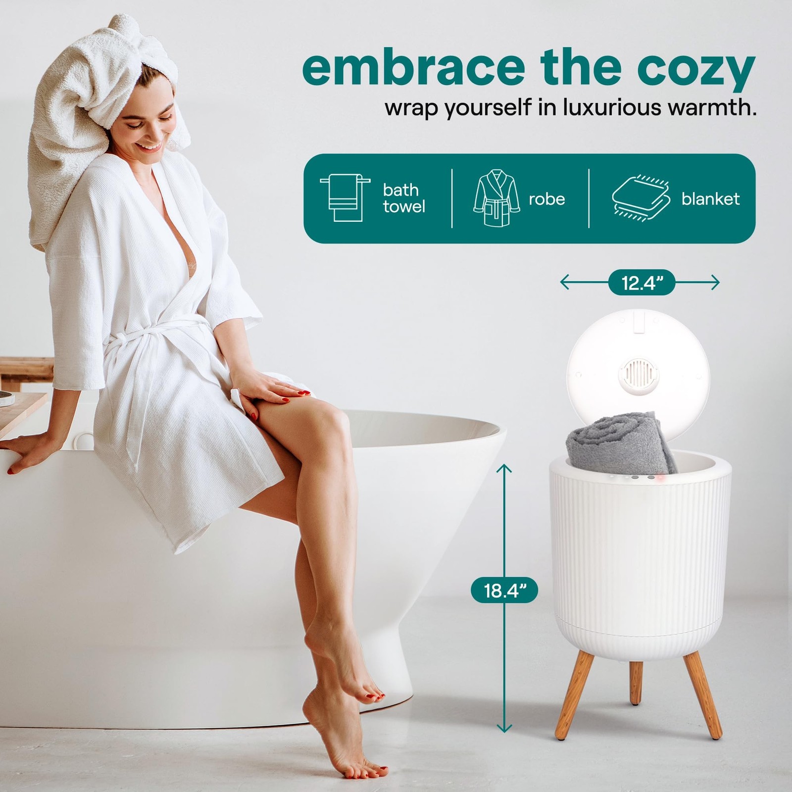 SereneLife Freestanding Towel Warmer Bucket – 18″ Hot Towel Warmer with Legs …