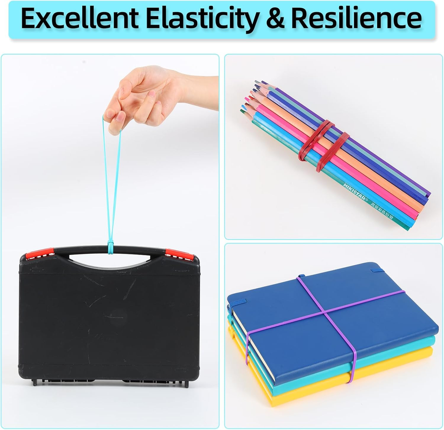 Large Heavy Duty Rubber Bands – 120 Pcs, 7X1/8 Inches, Assorted Colors, Office &