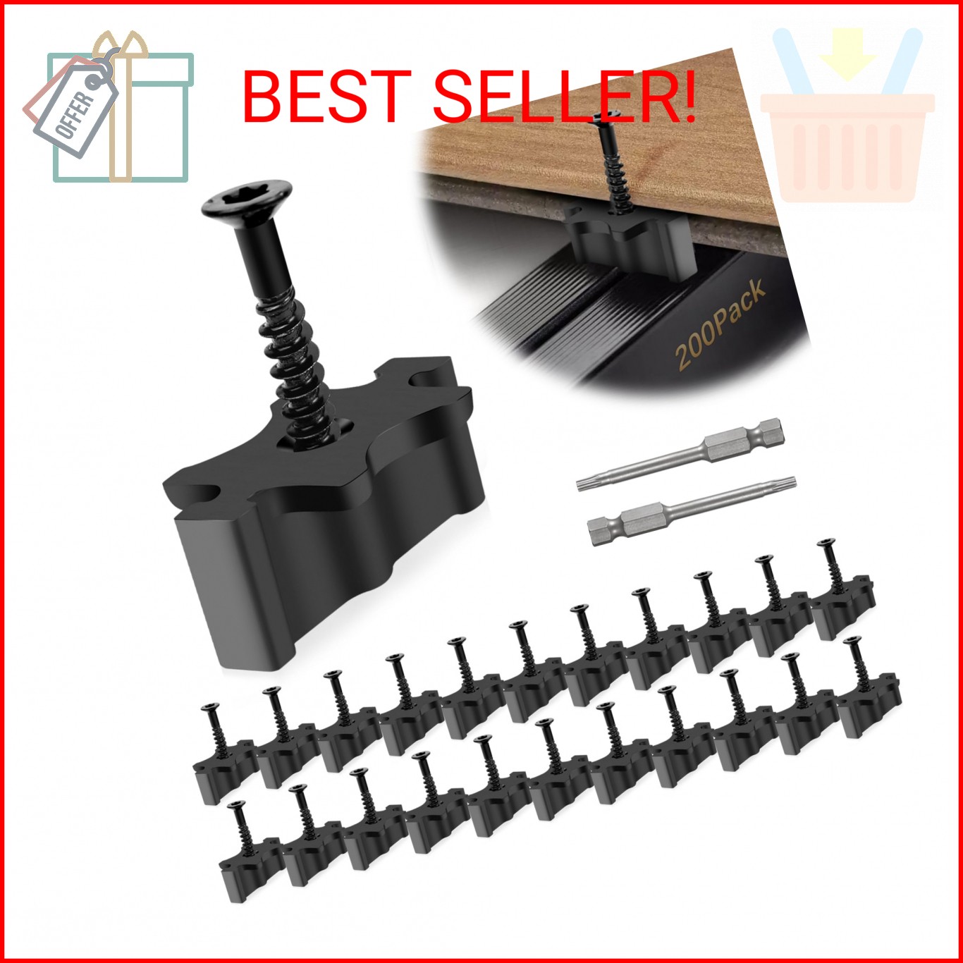 Gyykzz 200 Pack Hidden Deck Fasteners for Composite Decking Board, Composite Dec