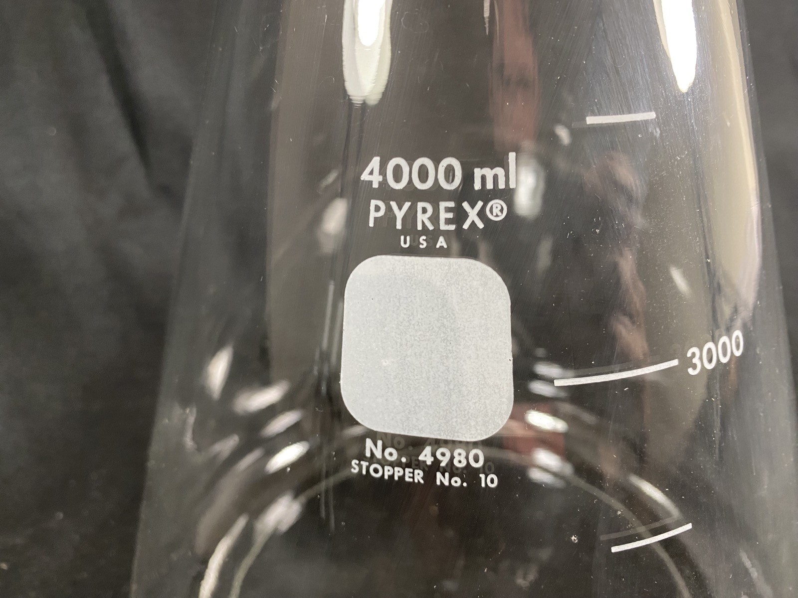 PYREX Glass 4000mL 4L Narrow Mouth Erlenmeyer Flask 4980-4L (1/Pk)