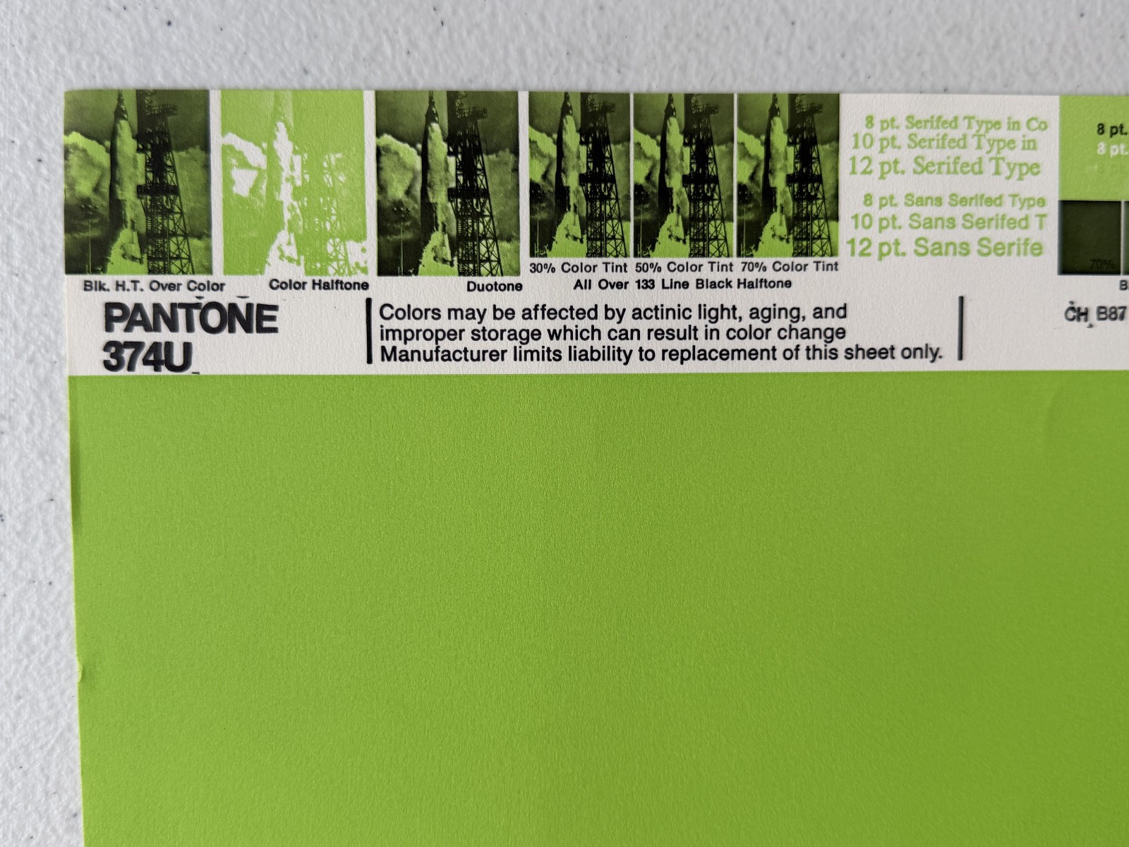 Pantone Vintage Poster [Green/Chartreuse/Olive] Uncoated Sheet by Leteraset