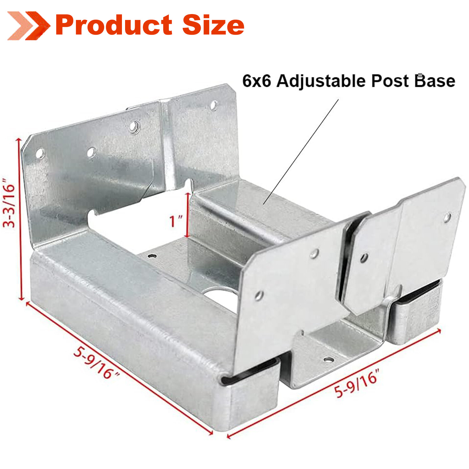 10Pcs 6×6 Concrete Deck Post Anchor Base Adjustable Metal Post Bracket Post Base