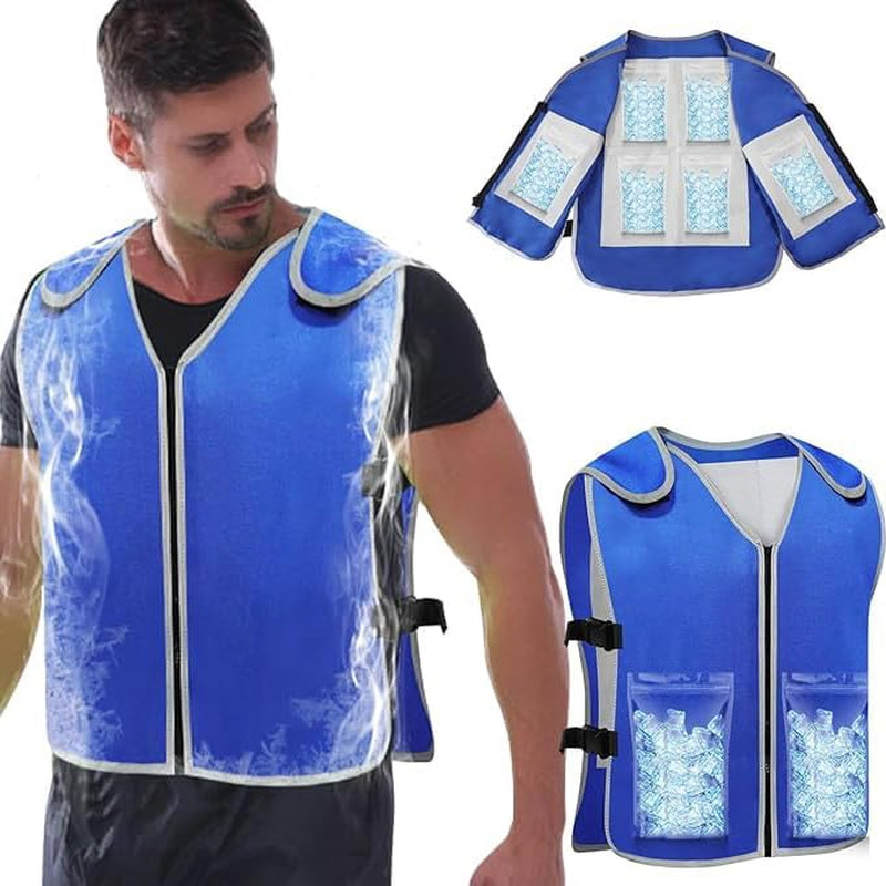 Cooling Vest with 24Pcs Ice Packs – Body Adjustable Cool Vest for Men Women