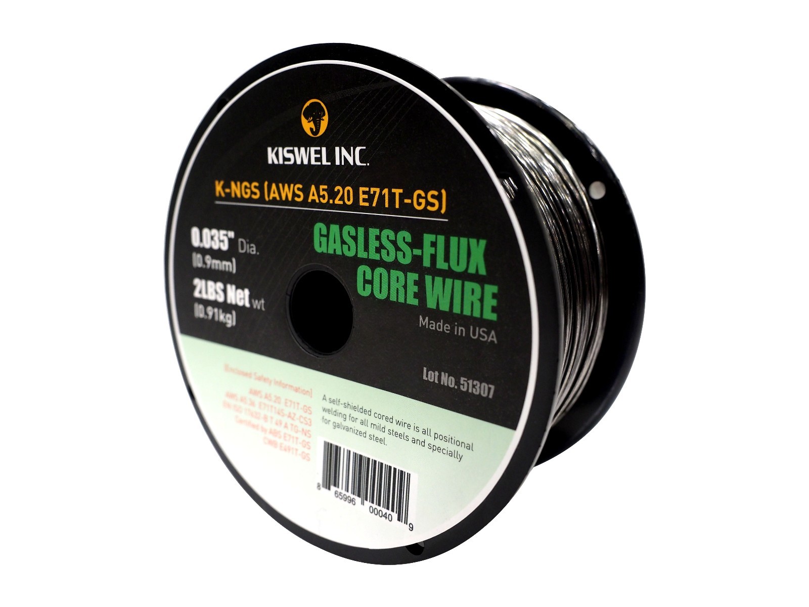 (Made In USA) K-NGS E71T-GS .035in. Dia 2lb Gasless-Flux Core Wire Welding Wire