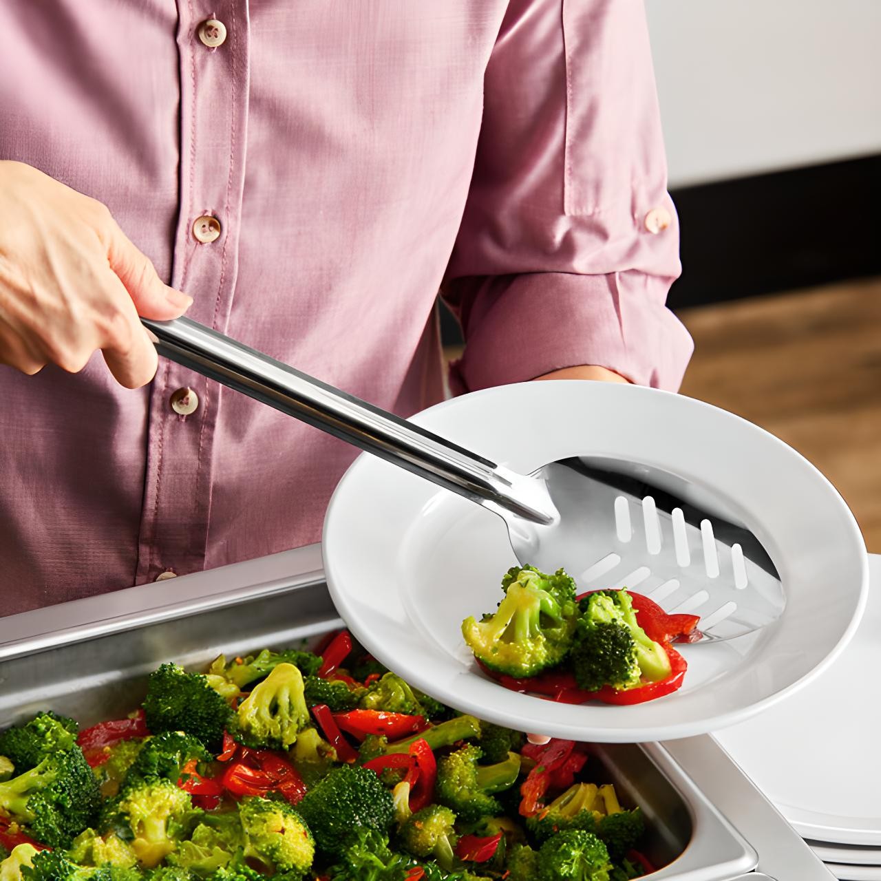 OCS Parts 15-Inch Stainless Steel Slotted Basting and Stirring Spoon