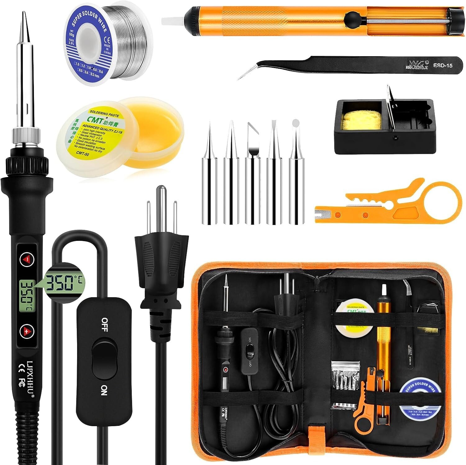 Kit de soldador de 80 W con pantalla LCD y temperatura ajustable de 180-520 °C.
