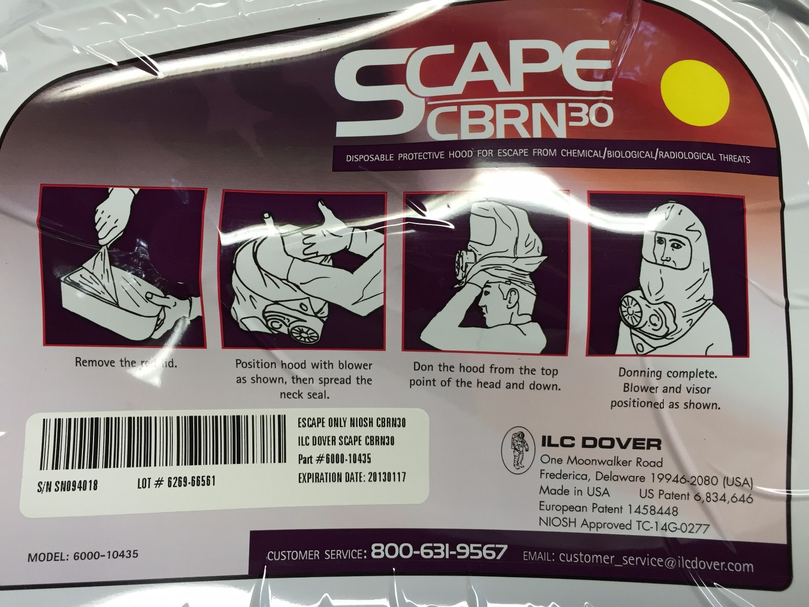 Scape CBRN30 6000-10435 Disposable Protective Mask Hood From Chemical/Biologic