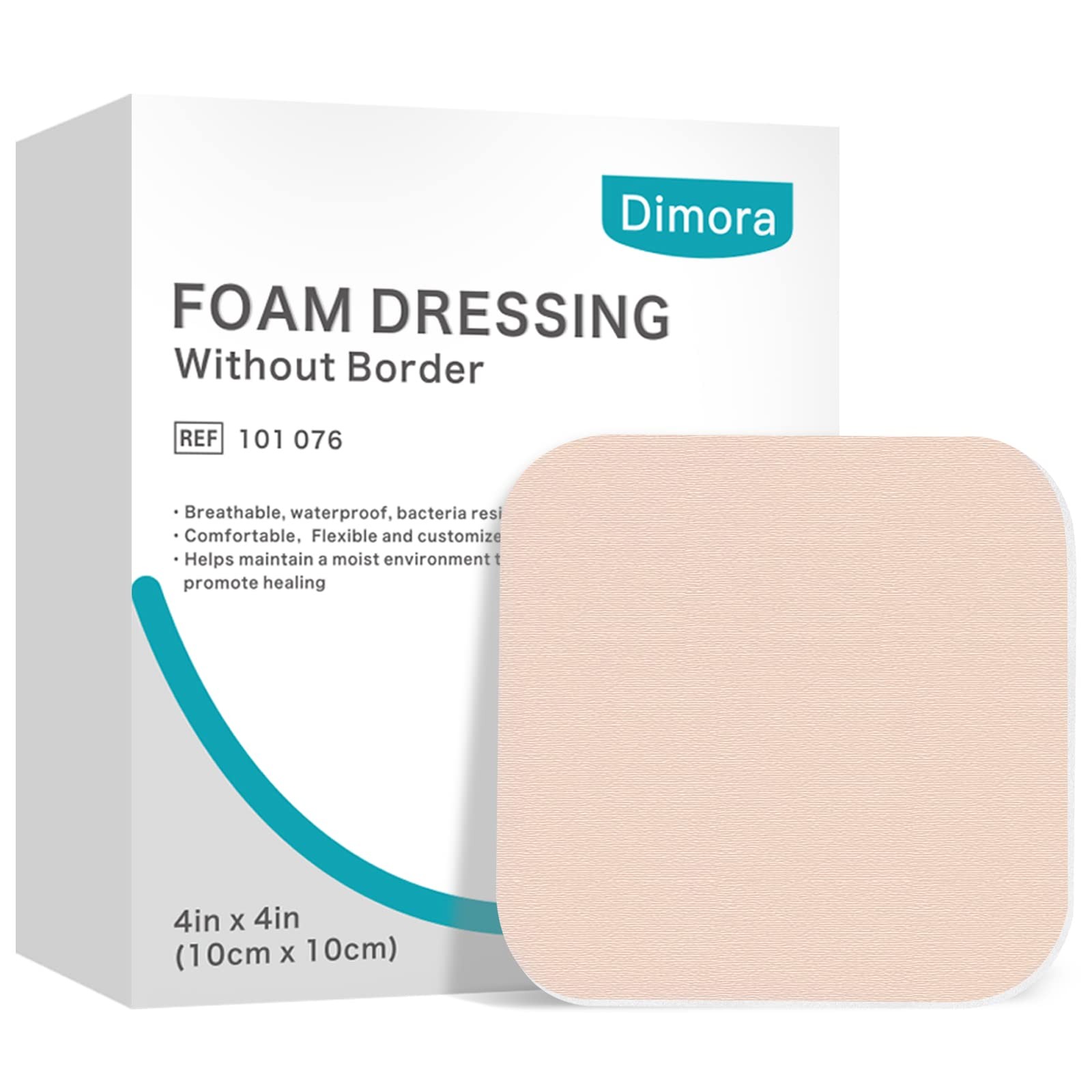 Dimora Foam Dressing, Sterile Non-Adhesive Hydrophilic 4×4 Inch (Pack of 10)