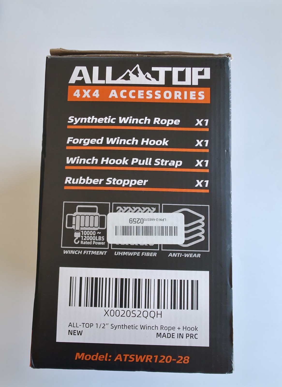 All-Top Synthetic Winch Rope Cable Kit 1/2in x 92ft 31500Lbs Heavy Duty Hook